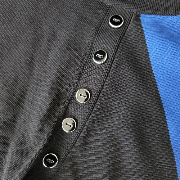 NWT Elegant Black and Blue Long Sleeve Dress 7th Avenue New York and Company - Picture 11 of 12